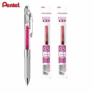 (1筆2芯)PENTEL ENERGEL infree極速鋼珠筆0.5 粉紅