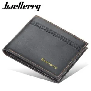 【Baellerry 佰利瑞】7卡皮革素面壓紋時尚男用短夾(32495060) _黑色