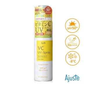 日本Ajuste愛伽絲 高效防曬噴霧200g(-8度C涼感降溫/防曬冰霧/SPF50/PA++++) 維他命C