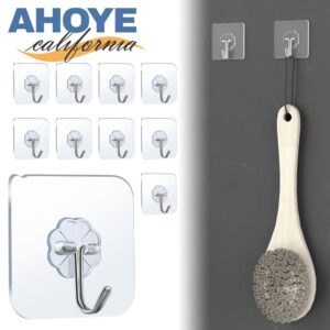 【AHOYE】免鑽孔超耐重180°可旋轉無痕掛勾 10入