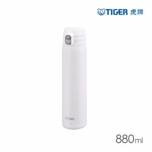 TIGER虎牌 大容量彈蓋雙層不鏽鋼保溫瓶880ml(MTR-W088) 迷霧白