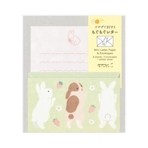 MIDORI 迷你信紙信封組附貼紙(貪吃動物)- 兔子