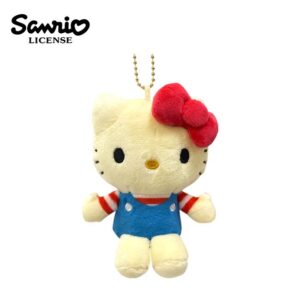 【日本正版授權】凱蒂貓 經典系列 玩偶吊飾 吊飾 娃娃/絨毛玩偶 Hello Kitty - 藍衣款