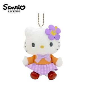 【日本正版授權】凱蒂貓 學院風系列 玩偶吊飾 吊飾 娃娃/絨毛玩偶 Hello Kitty - 橘衣紫裙款
