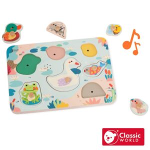 【 classic world 客來喜經典木玩】池塘音樂派對手抓板《40078》