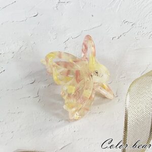 【卡樂熊】韓版立體蝴蝶半札髮造型抓夾/鯊魚夾(五色)- 粉橘色