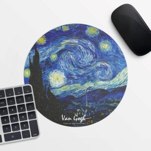 翡冷翠文創藝術圓形滑鼠墊｜梵谷《星夜》