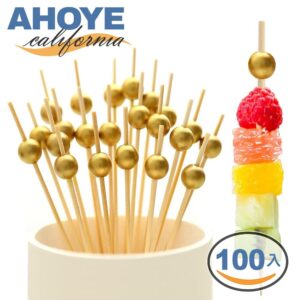 【AHOYE】輕奢派對裝飾點心叉 100支入 (水果叉 甜點叉 竹籤)