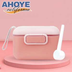 【AHOYE】大容量便攜防潮分裝奶粉罐附勺子 (密封罐 收納罐 儲物罐 攜帶盒) 櫻花粉