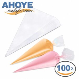 【AHOYE】9吋加厚耐熱透明擠花袋 100入裝 (三角袋 奶油袋 烘焙裝飾)