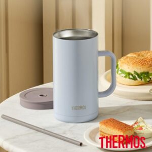 【THERMOS 膳魔師】可進洗碗機不鏽鋼真空吸管杯1000ml(TKHA-1000-BL) 藍色