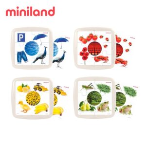 【miniland】辨色可水洗附框拼圖6片/4入