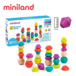 【miniland】木製幾何邏輯平衡石30入
