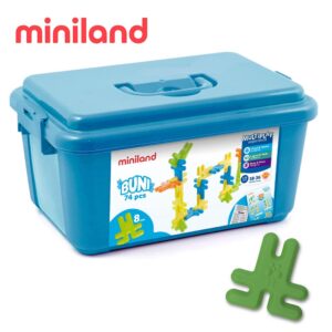 【miniland】小兔建構積木74件組(含手提箱)