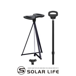 Solar Life 索樂生活 座椅手杖.折疊柺杖椅 柺杖凳 老人手杖 摺疊步行凳 柺杖椅凳 黑