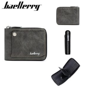 【Baellerry 佰利瑞】4卡簡約外置卡片拉鏈零錢男用短夾(D5102)_06075 _灰色