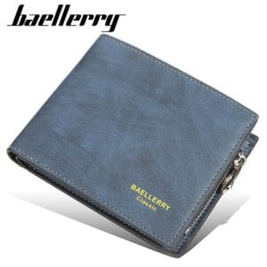 【Baellerry 佰利瑞】11卡零錢拉鍊夾麂皮壓印男用短夾(D9168)_02060 _藍色